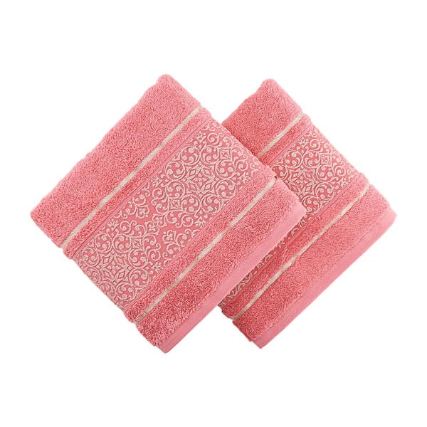 Zestaw 2 różowych ręczników Daisyceramica, 30x50 cm