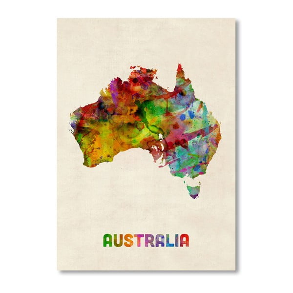Plakat z kolorową mapą Australii Americanflat Art, 60x42 cm