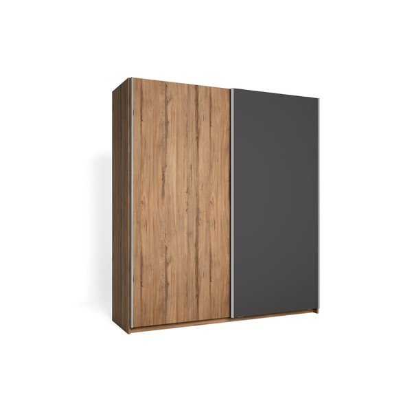 Szara szafa w dekorze orzecha z drzwiami przesuwnymi 182x200 cm Malta – Marckeric-image-1
