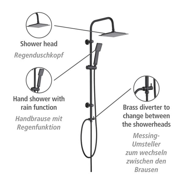 Zestaw prysznicowy ze stali nierdzewnej w kolorze matowej czerni 101 cm Cuadro – Wenko-image-4