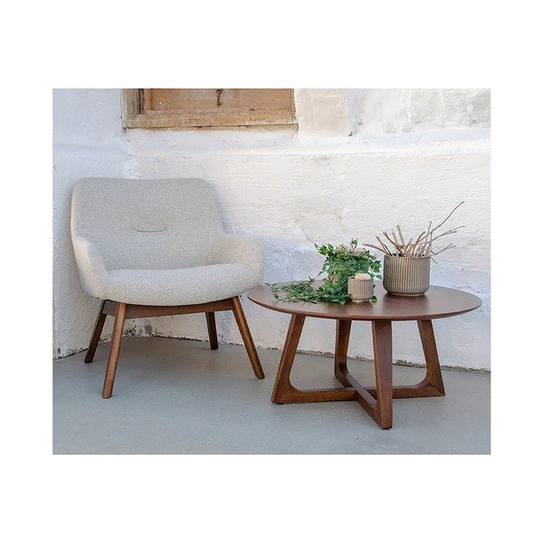 Piaskowy fotel z drewna orzecha House Nordic London-image-1