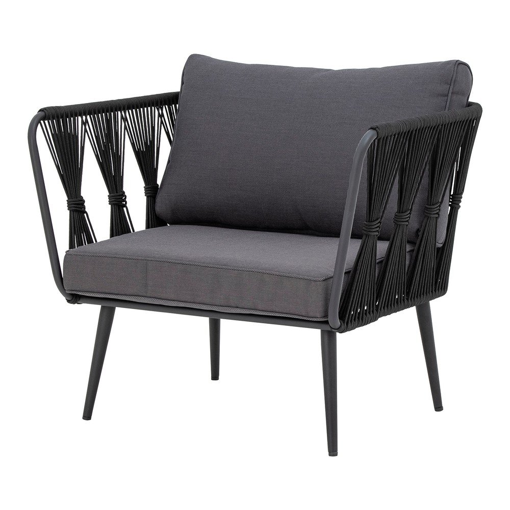 Czarny metalowy/tapicerowany fotel ogrodowy Pavone – Bloomingville (zdjęcie 4)