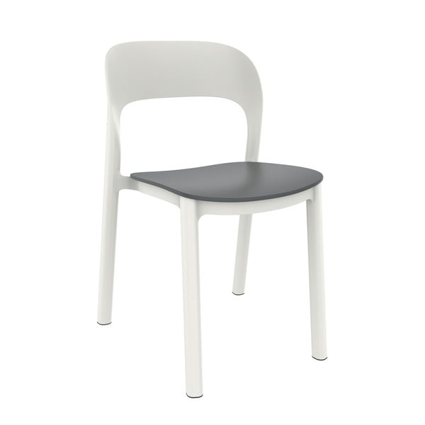 Zestaw 4 białych krzeseł ogrodowychz szarym siedziskiem Resol Ona