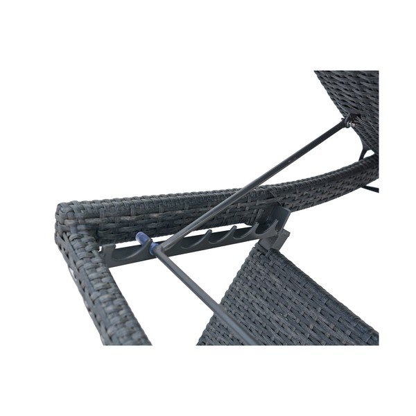 Ciemnoszary leżak ogrodowy ze sztucznego rattanu Charlotte – Rojaplast-image-4