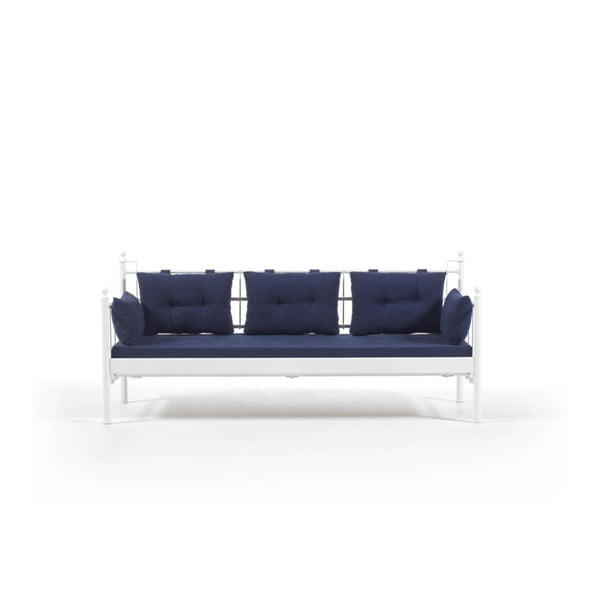 Ciemnoniebieska 3-osobowa sofa ogrodowa s bílou konstrukcí Lalas DKS, 96x209 cm
