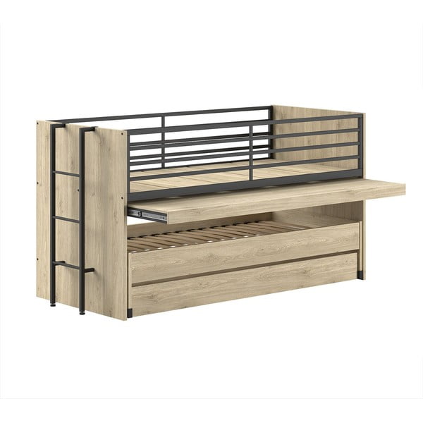 Piętrowe łóżko dziecięce z wysuwanym łóżkiem i stelażem 90x200 cm Sam – Vipack