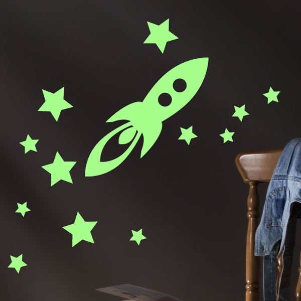 Naklejka świecąca Ambiance Rocket And Stars-image-1