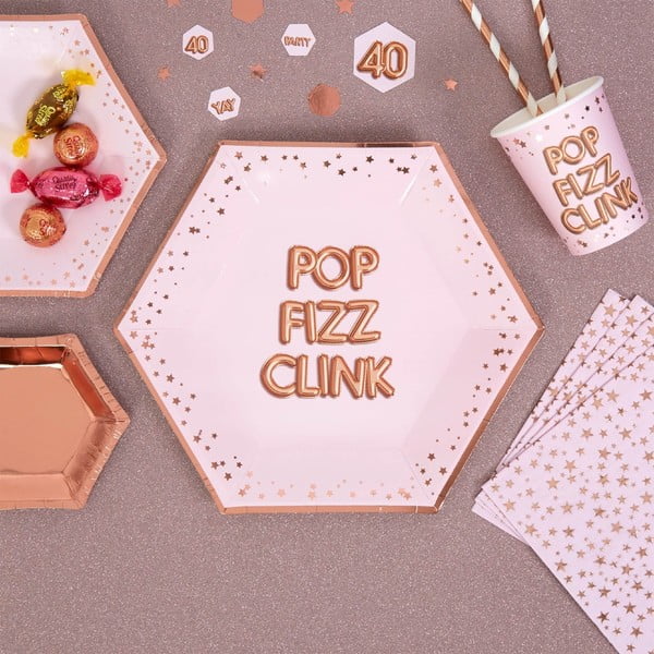 Zestaw 8 różowych tacek Neviti Glitz & Glamour Pop, ⌀ 27 cm