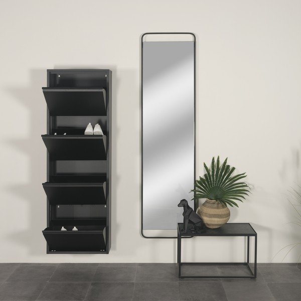 Czarna metalowa uchylna szafka na buty 50x150x22 cm Billy – Spinder Design-image-1