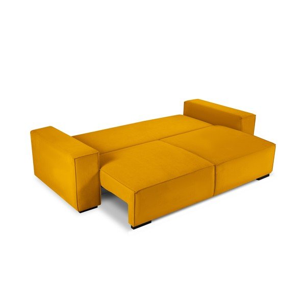 Żółta sztruksowa rozkładana sofa Mazzini Sofas Azalea-image-3