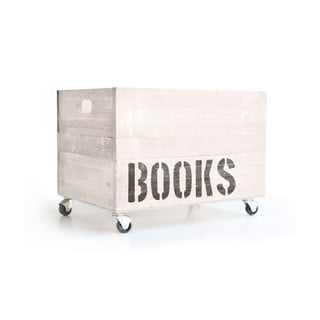 Biała skrzynia drewniana na książki na kółkach Little Nice Things Books