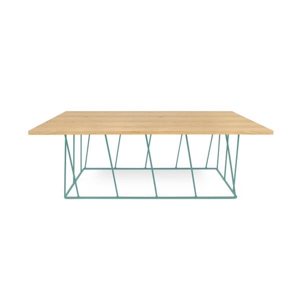 Dębowy stolik z zielonymi nogami TemaHome Helix, 120 cm 