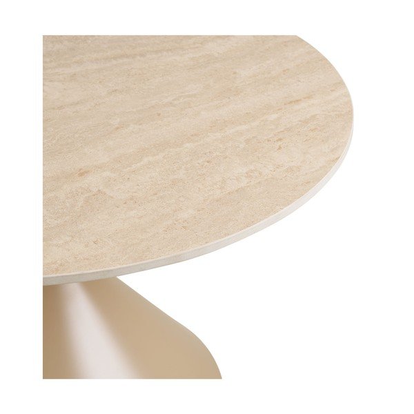Beżowy okrągły stolik z ceramicznym blatem ø 70 cm Annecy – House Nordic-image-4