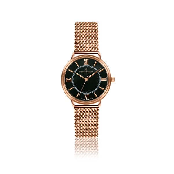 Zegarek damski z paskiem ze stali nierdzewnej w kolorze różowego złota Frederic Graff Zoe