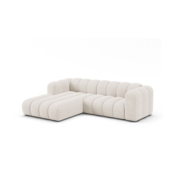 Kremowy narożnik z tkaniny szenilowej (lewostronny/z szezlongiem) Lupine – Micadoni -image-1