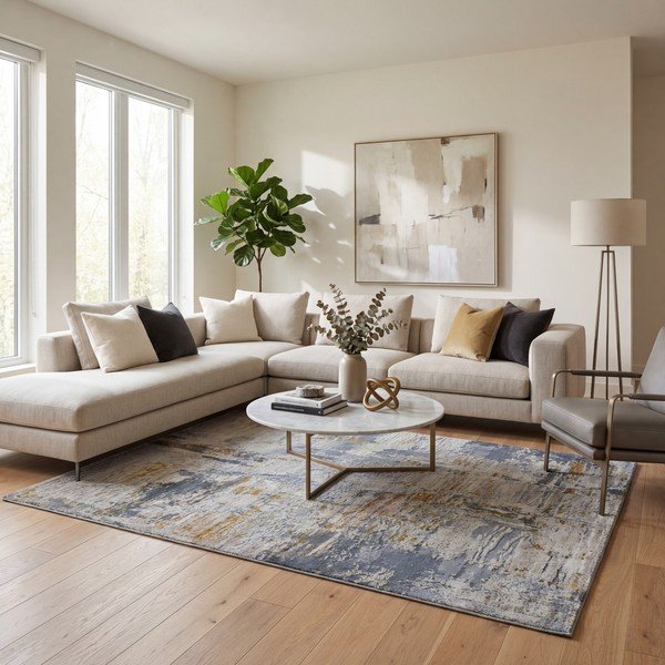 Niebieski/beżowy dywan 134x200 cm Springs – Universal-image-1