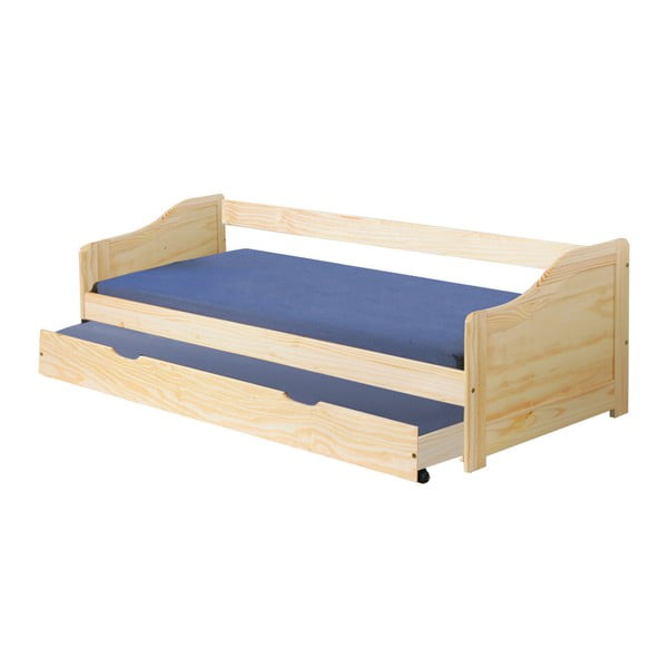 Drewniane łóżko jednoosobowe z szufladą Evergreen House Leon, 90x190 cm