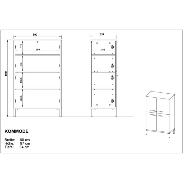 Ciemnoszara wysoka szafka łazienkowa w dekorze dębu 60x97 cm Yonkers – Germania-image-4