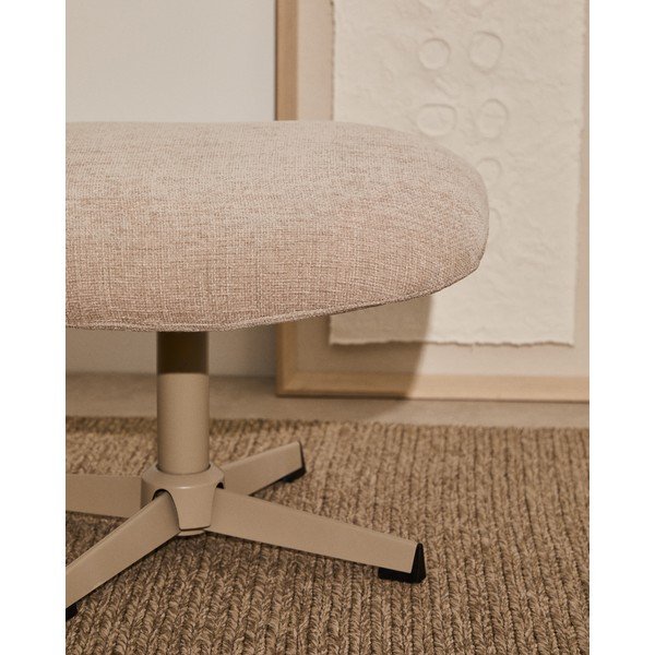 Beżowy podnóżek z tkaniny szenilowej Teryl – Kave Home-image-4
