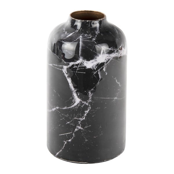 Czarno-biały żelazny wazon PT LIVING Marble, wys. 15 cm
