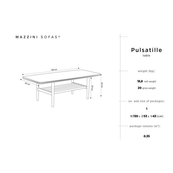 Stolik z drewna sosnowego Mazzini Sofas Pulsatille-image-2