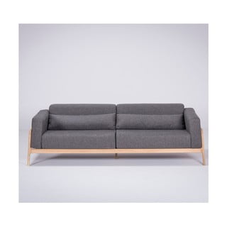 Ciemnoszara sofa z konstrukcją z drewna dębowego Gazzda Fawn, 240 cm