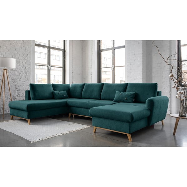 Turkusowa rozkładana sofa w kształcie litery "U" Miuform Scandic Lagom, lewostronna-image-3