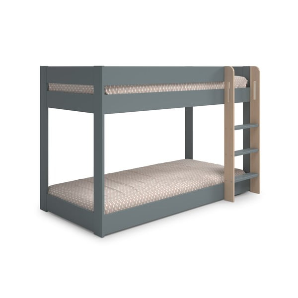 Szarozielone piętrowe łóżko dziecięce ze stelażem 90x190 cm Angel – Marckeric-image-3