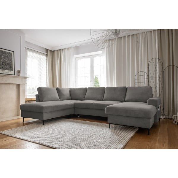 Szary sztruksowy rozkładany narożnik (lewostronny) Lofty Lilly – Miuform-image-3