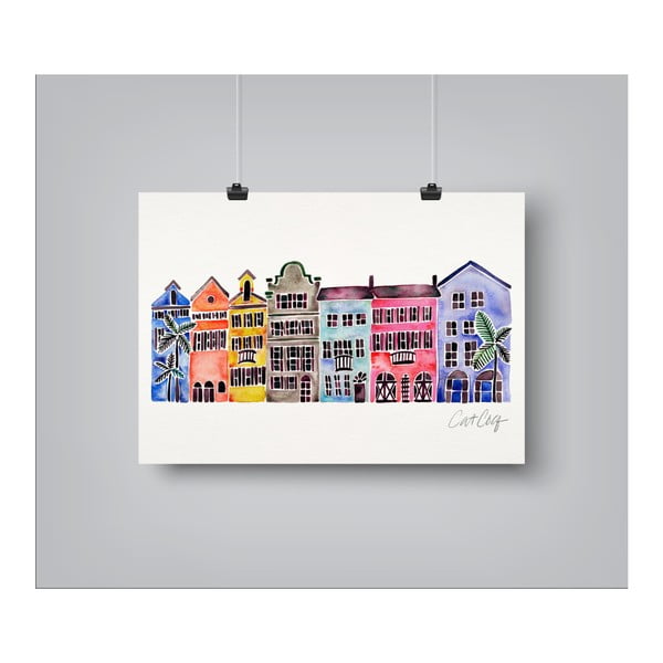 Plakat Americanflat Rainbow Row by Cat Coquillette, 30x42 cm