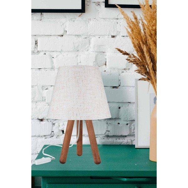 Biało-naturalna lampa stołowa z tekstylnym kloszem (wysokość 33,5 cm) – Squid Lighting-image-1