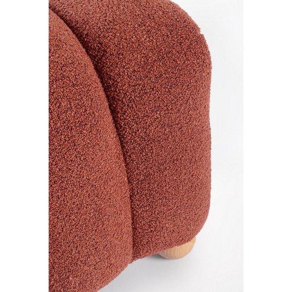 Tapicerowana ławka z materiału bouclé w kolorze terakoty Zora – Bizzotto-image-3