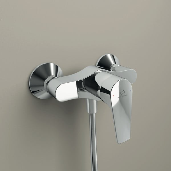 Prysznicowa bateria ścienna w kolorze srebra z połyskiem Cerafine D – Ideal Standard-image-2