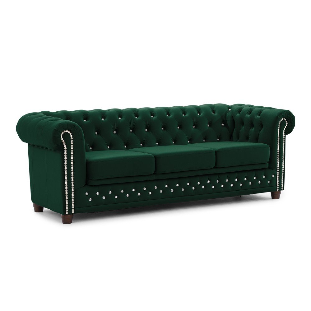 Zielona aksamitna rozkładana sofa 203 cm York Blik – Ropez