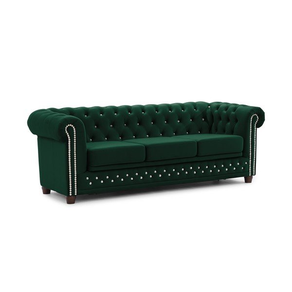 Zielona aksamitna rozkładana sofa 203 cm York Blik – Ropez