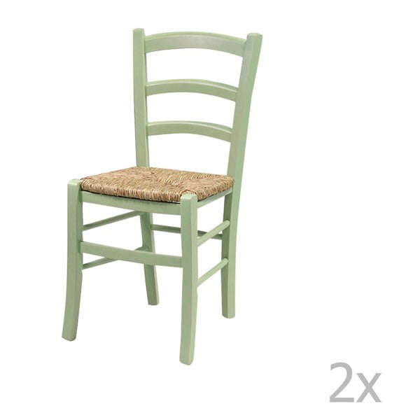Zestaw 2 zielonych krzeseł z litego drewna Evergreen House Straw