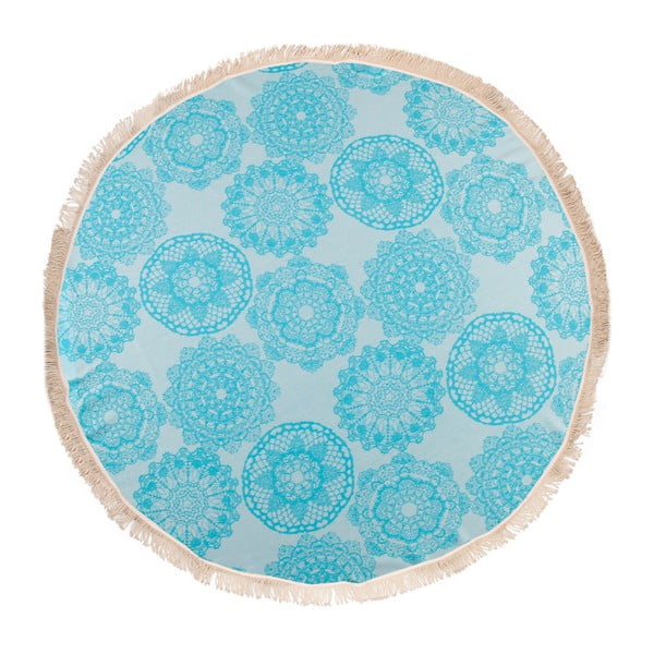 Turkusowy ręcznik hammam Begonville Lace, ᴓ 150 cm