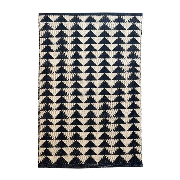 Czarno-beżowy bawełniany ręcznie tkany dywan Pipsa Triangle, 60x90 cm