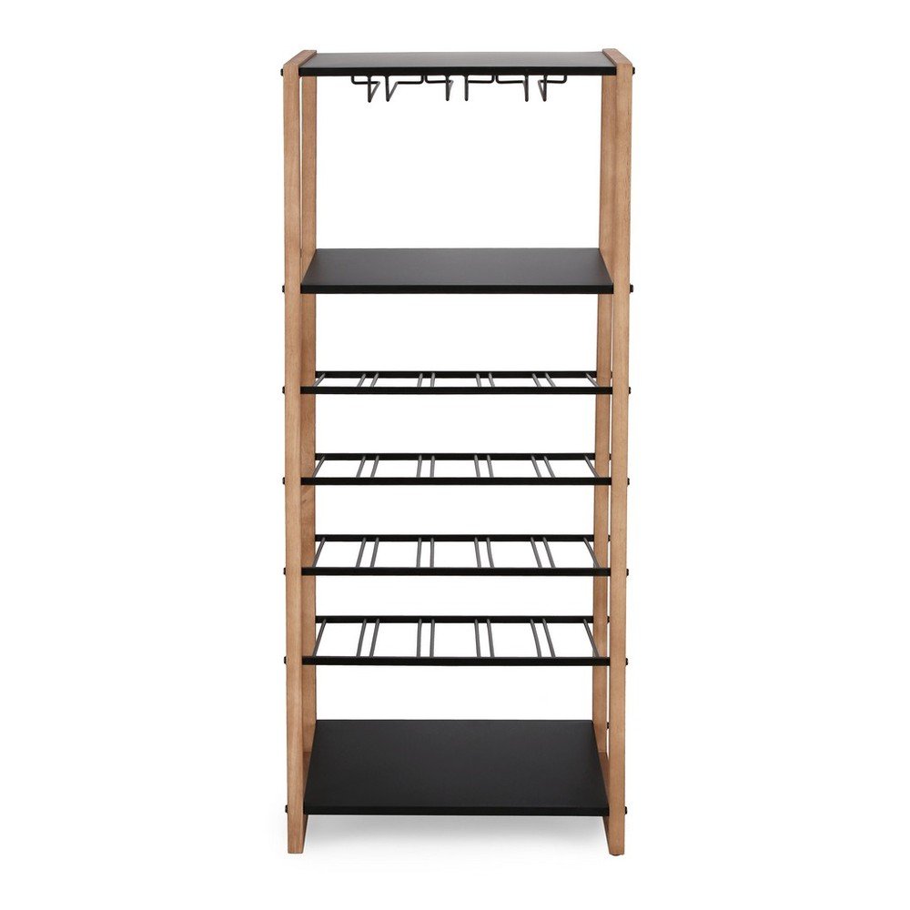Czarno-naturalna metalowa szafka na wino liczba butelek 20, 50x122x35 cm Isaac – Yes Everyday (zdjęcie 3)