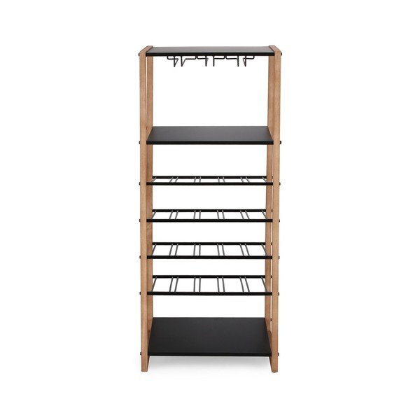 Czarna/w naturalnym kolorze metalowa szafka na wino liczba butelek 20, 50x122x35 cm Isaac – Yes Everyday-image-3