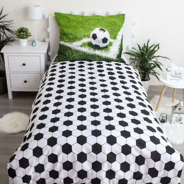 Zielona bawełniana pościel dziecięca jednoosobowa 140x200 cm Football – Jerry Fabrics-image-2