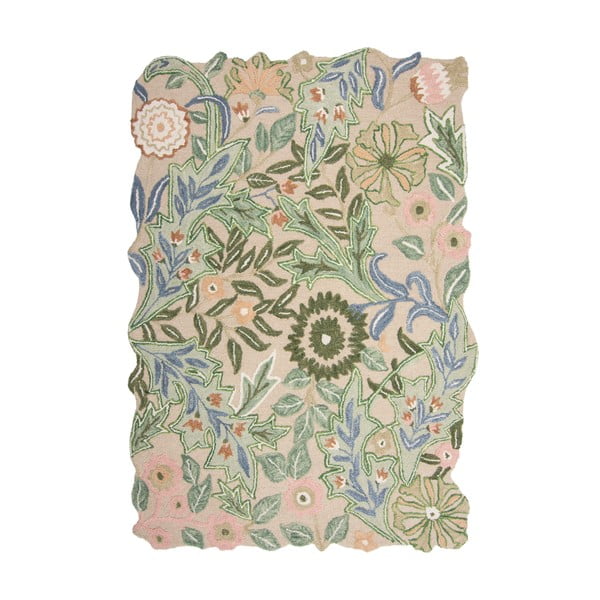 Zielony wełniany dywan tkany ręcznie 160x230 cm Bryony Shaped Floral – Flair Rugs