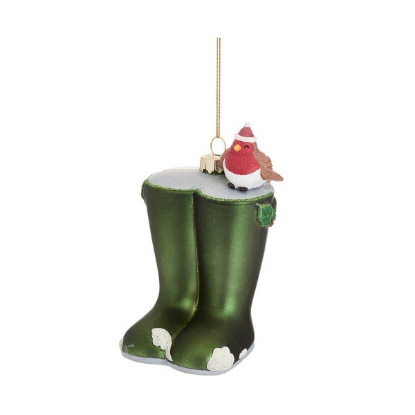 Szklana ozdoba świąteczna wykonana ręcznie 12 cm Christmas Wellies – Sass & Belle