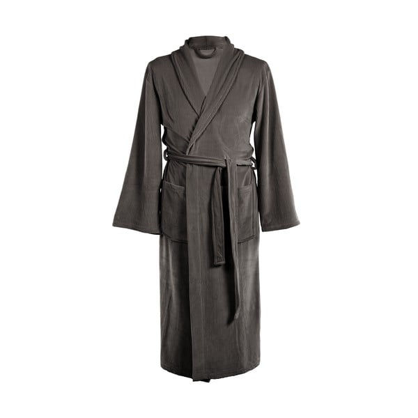 Szary szlafrok z mikropluszu w rozmiarze S/M Elena – Tiseco Home Studio