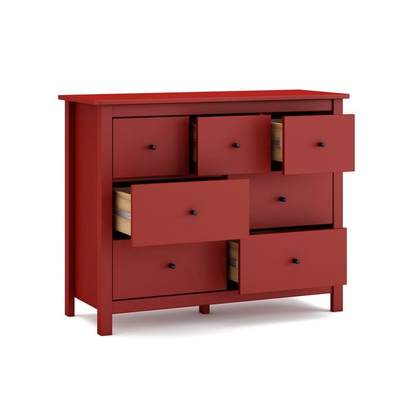 Czerwona niska komoda z drewna sosnowego 110x80 cm Misti – Marckeric-image-3