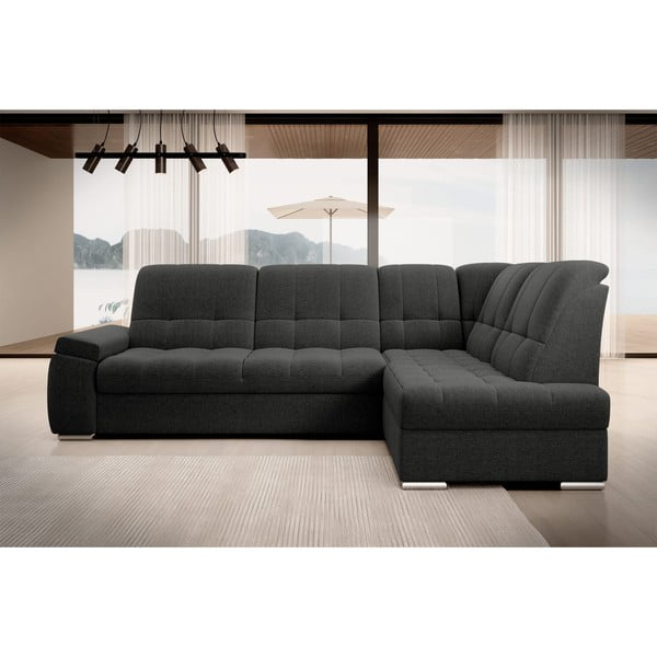 Ciemnoszary rozkładany/ze schowkiem narożnik (prawostronny/w kształcie litery L) Sado – ELTAP-image-3