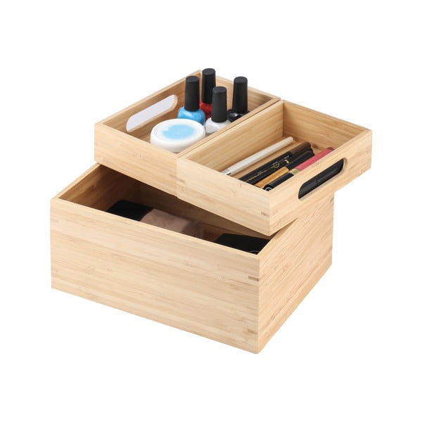 Bambusowy organizer łazienkowy na kosmetyki w naturalnym kolorze Isalys – MSV
