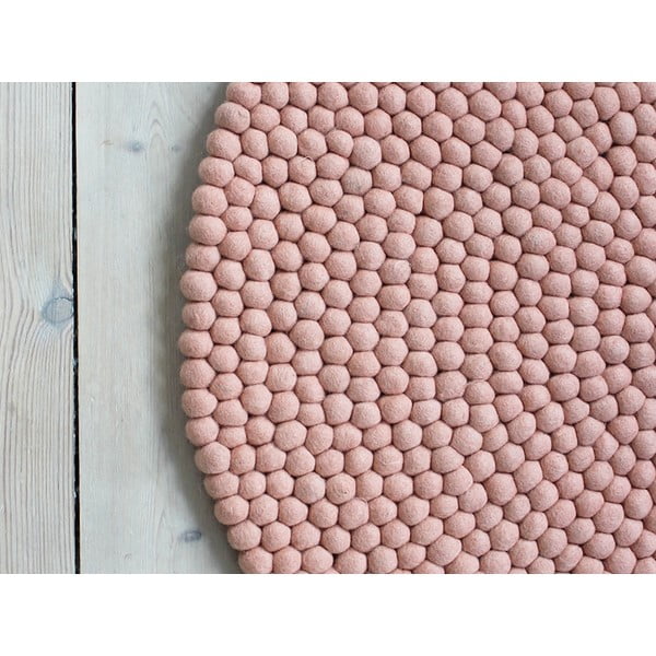 Pastelowoczerwony wełniany dywan kulkowy Wooldot Ball Rugs, ⌀ 140 cm