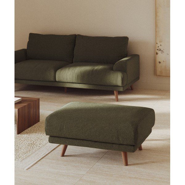 Zielony podnóżek z tkaniny szenilowej Karin – Kave Home-image-1