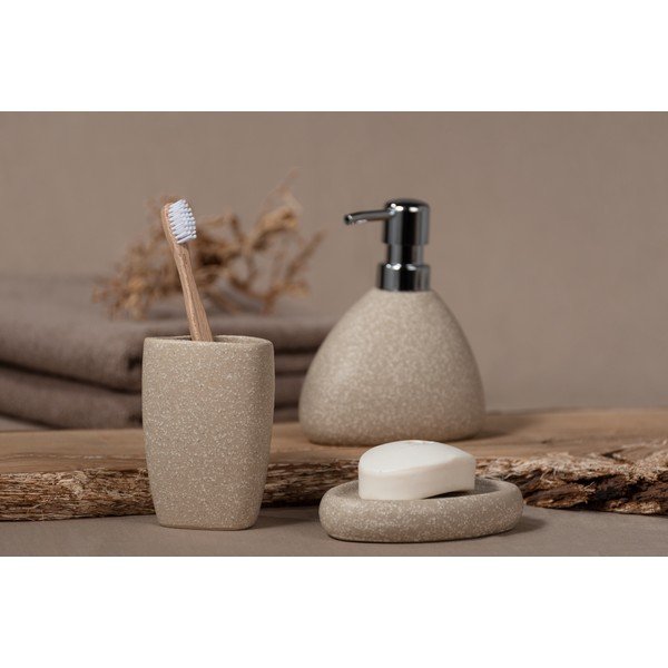 Beżowy ceramiczny kubek na szczoteczki do zębów Wenko Pion-image-3